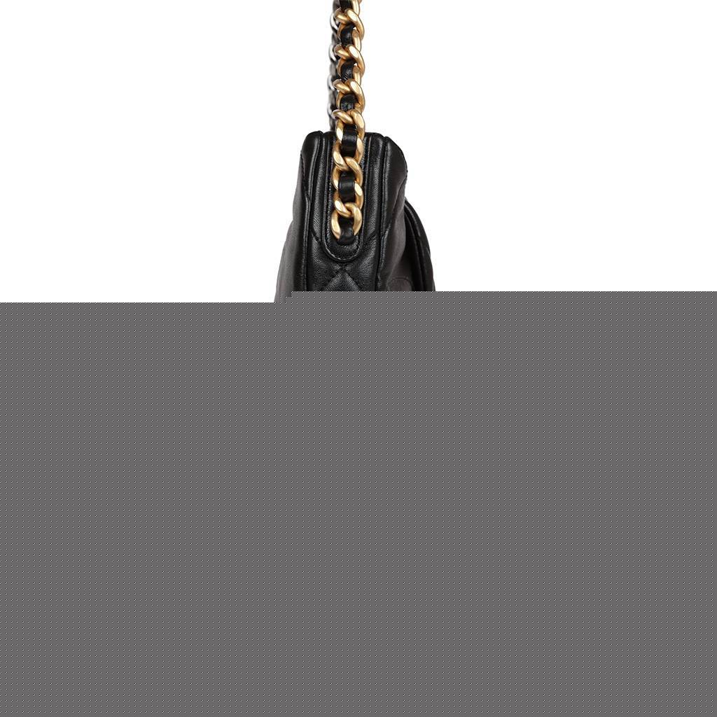 Ch*el master 19 hobo bag black lambskin mixed metal hardware as4638 (30*21*7.5cm)